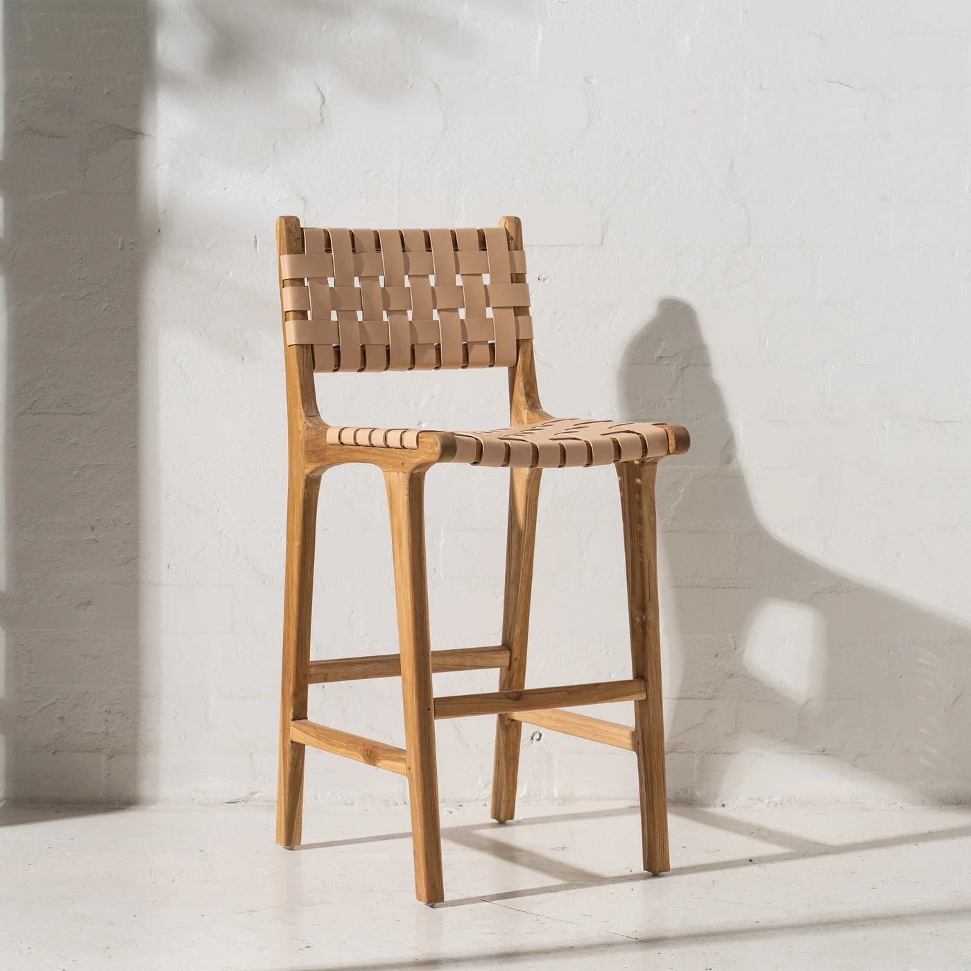 Luca Woven Leather Barstool